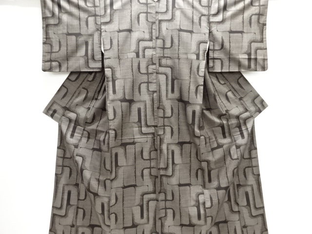 JAPANESE KIMONO / SILK / DORO OSHIMA TSUMUGI / WOVEN ABSTRACT PATTERN